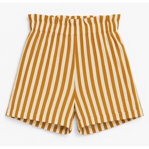 Women’s Paperbag Waist Striped Shorts M Brown White High Rise Pull On Summer